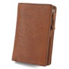 Corvo CO-1LJ-1303 Men's Bi-Fold Wallet, L-Shaped Zipper, Genuine Leather, Braun
