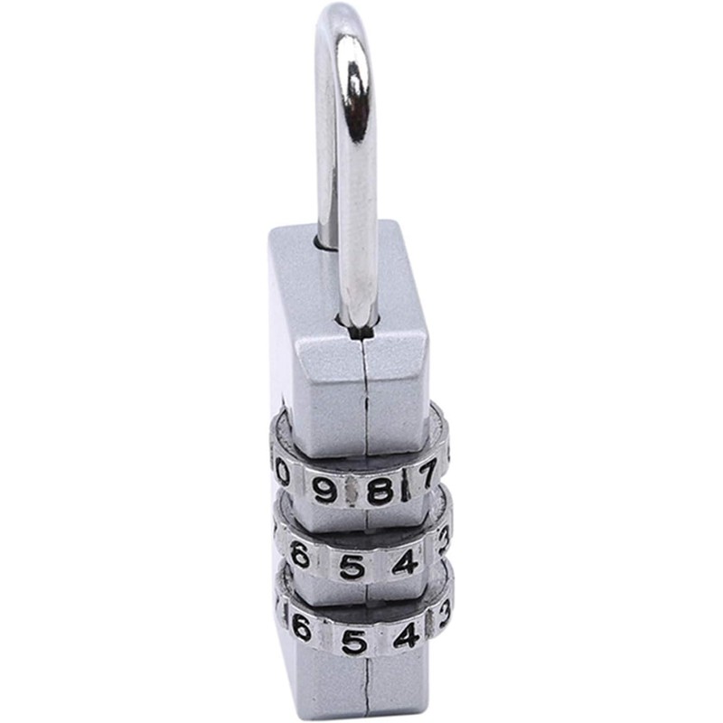 Silver Portable Luggage Locks 3 Digit Combination Padlocks Number Code