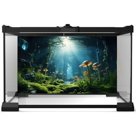 Forest Mushroom Aquarium Background Underwater Stream Fish Tank Background Tropical Jungle Style Mushrooms with Lush Moss Reptile Tank Backgrounds Rainforest Reptile Enclosure Backgrounds 30x12in
