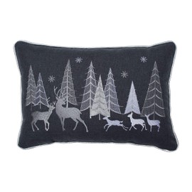 Pillow Perfect Christmas Forest Scene Decorative Lumbar Pillow, 12" x 18", Gray/White