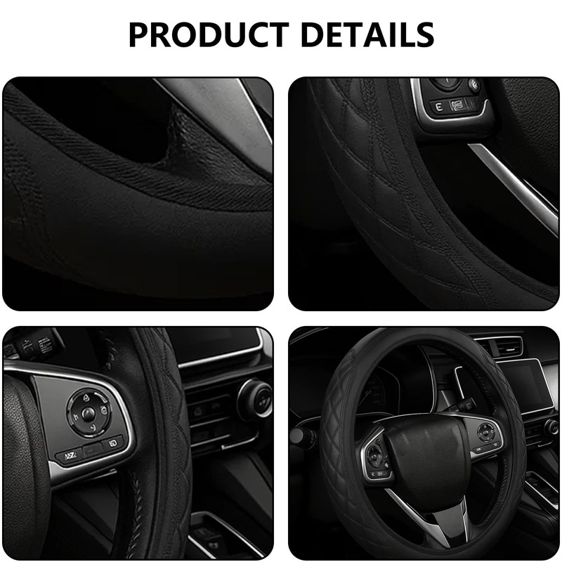 Steering Wheel Covers, Leather Car Steering Wheel Cover 15 Inch,