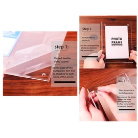 Leoyoubei 5x7 inch Double Panel Acrylic Wall Mount Floating Picture Frame with Support Stand,Clear Frameless Baby Friend Family Picture Desktop Display Protect Photos from Fading and Yellowing