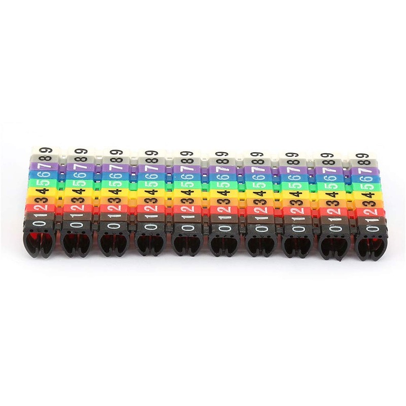 0-9 Coded Clip-On Wire Markers, 6Mm2 Number Tube Wire Number