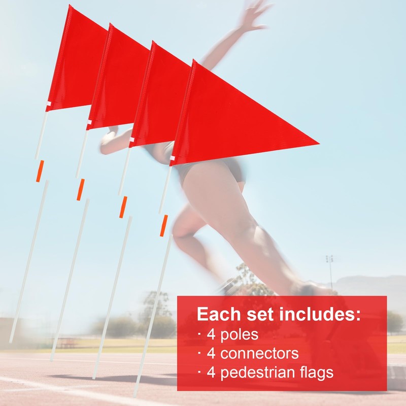 4 Pack Safety Flags with Pole, Premium Kid Alert Street