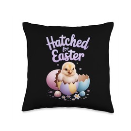 Easter Baby Chicks with Eggs Bunnies and Seasonal Decor Throw Pillow
