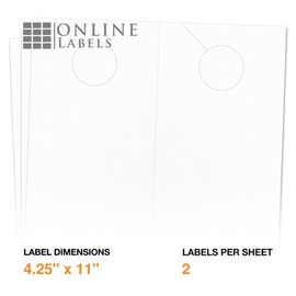 Door Hangers - 4.25 x 11 - Cardstock - Pack of 2,000, 1,000 Sheets - Inkjet/Laser Printer - Online Labels