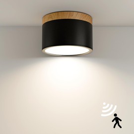 QHENS LED Ceiling Spotlight Black with Motion Sensor, Surface-Mounted Sensor Spot 4000 K Ceiling Spotlights for Stairs/Corridors/Hallways, 2 Installation Types, Aluminium, 12 W, 960 LM