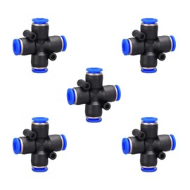 4 way1/4 OD Push to connect Fittings,push to connect air fittings, 4-way air line push connectors (5 Pcs)