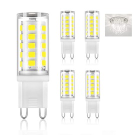 OHLGT G9 LED Bulbs, 5W (40W Halogen Equivalent), Daylight White 6000K G9 Base Bulbs for Chandeliers, 400LM Non-Dimmable for Home Lighting, 5Packs