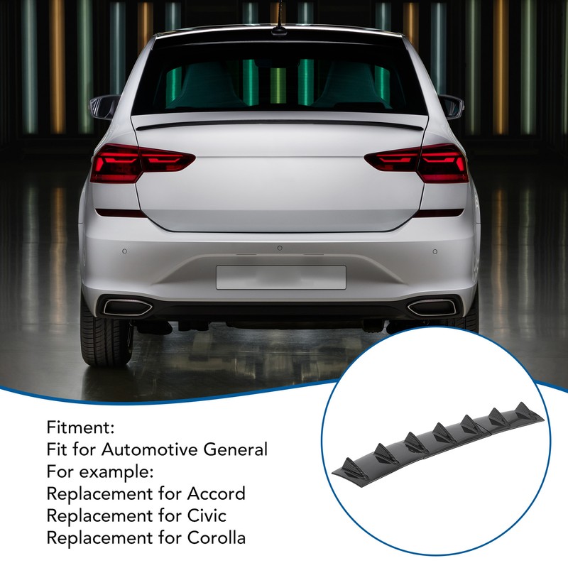3 Pcs Chassis Deflector Universal Black Rear Lip Shark Fin