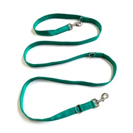 25mm Police Style Dog Training Leads Obedience Control Leash Multi-Functional Double Ended In Cushioned Webbing (Emerald Green, 8ft (2.4m) Long)