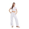 CHARTOU Women's Summer Drawstring Waist Wide Leg Loose Cotton Linen