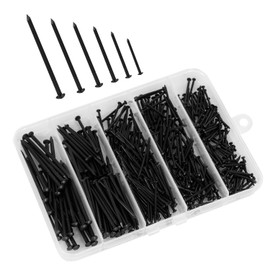 Mellewell 400 PCS Nails Assortment Kit, Picture Hanging Nails, Wood Nails, Wall Nails for Hanging, Black Plated, 5 Sizes Assortment
