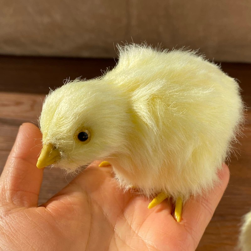 Pack of 2 Realistic Yellow Furry Baby Chicks Lifelike Fur