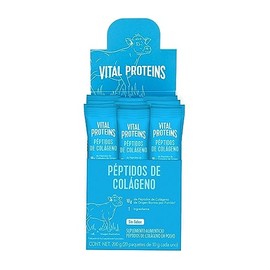 Vital Proteins Bovino, Péptidos de Colágeno, Sin Sabor, Caja con 20 Sobres de 10g