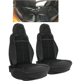 Kojem Seat Covers Set Compatible with 2005-2011 Corvette C6 Driver & Passenger Side Synthetic Leather & Cloth Black