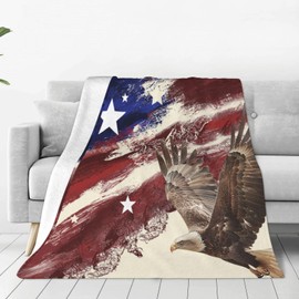 American Eagle Flag Blanket Gifts Bald Eagle Decor Throw Blanket Comfy Plush Flannel Fleece Warm Soft Fluffy Fuzzy Lightweight Blanket for Girls Boys Women Men Teens for Bed Sofa Couch 40"X50"