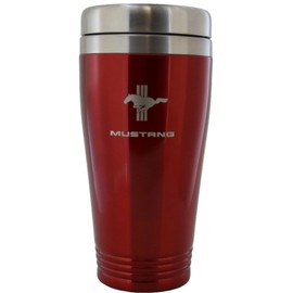 Ford Mustang Tri-Bar Red Stainless Steel Travel Mug Tumbler