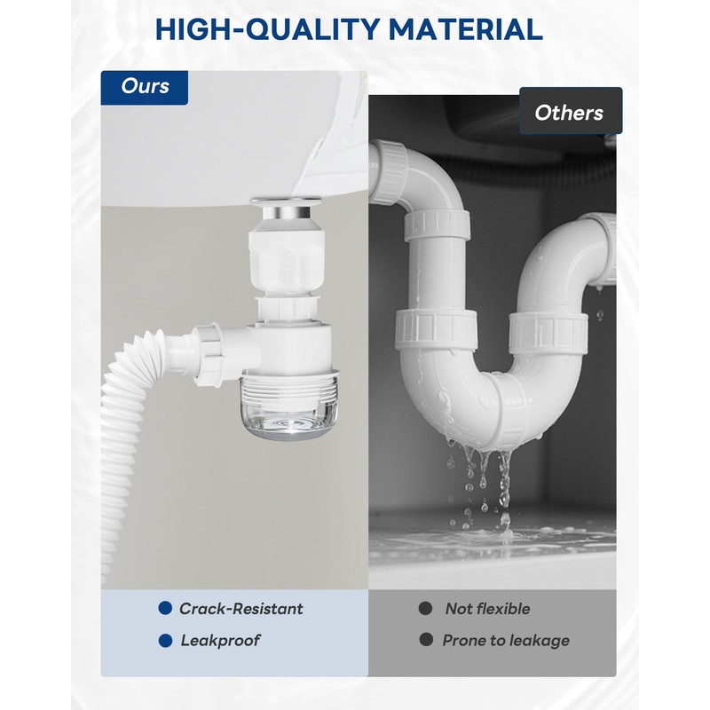 BOTEMY Polished Bathroom Sink Drain Kit with Flexible Sink Drain