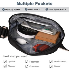 DMLuna Small Crossbody Bags for Women Trendy, Lightweight Fanny Pack for Women & Men, Mini Belt Bag, Waist Bag with Adjustable Strap for Running Workout Traveling, Black