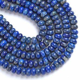 76pcs 5x8mm Natural Lapis Lazuli Stone Rondelle Spacer Loose Beads Abacus Disk Stone Round Loose Gemstone Beads for Jewelry Making DIY Bracelet Necklace