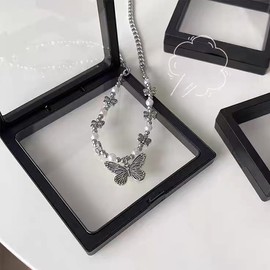 ailison 12PCS 3D Floating Frame Display Stand, Jewelry Box, Gift Box, Ornament Organizer, Small Travel Jewelry Box, PE Film Anti-Oxidation, Suspended Display Box Stackable (Black, 4.33 * 4.33)