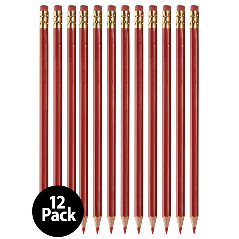 Manaloom Grading Checking Erasable Pencils, Pre-Sharpened #2 HB Red Pencils,