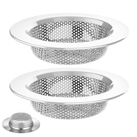 2 Pack Stainless Steel Kitchen Sink Strainer, Standard Sink Drain Protector Hair Catcher for Kitchen Bathroom Shower Kitchen Dishwasher Safe, bathroom sink strainer