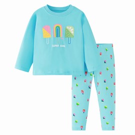 Kids Girls Clothes Set Toddlers Long Sleeve Print Top and Leggings Pants Outfit Fall Winter Clothing,Pat7/1-2Y