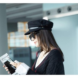 ericotry 1pcs Black Chauffeur Hat Fisherman Hat Driver Hat Doorman Hat Costume Hats for Men and Women