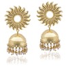 Moonstruck Traditional Indian Dome Shaped Lightweight Golden Jhumka/Jhumki Earrings With