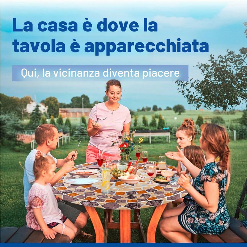 Maximex Tovaglia elasticizzata rotonda Ø 70-86 cm, motivo mediterraneo, tovaglia