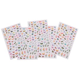 ABOOFAN Nail Art Stickers Collection 5pc Butterfly Flowers Rose Heart Patterns Sticker Decals