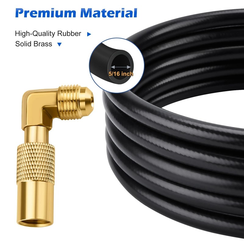 WADEO 6FT Propane Regulator Hose with 90 Degree Elbow Adapter
