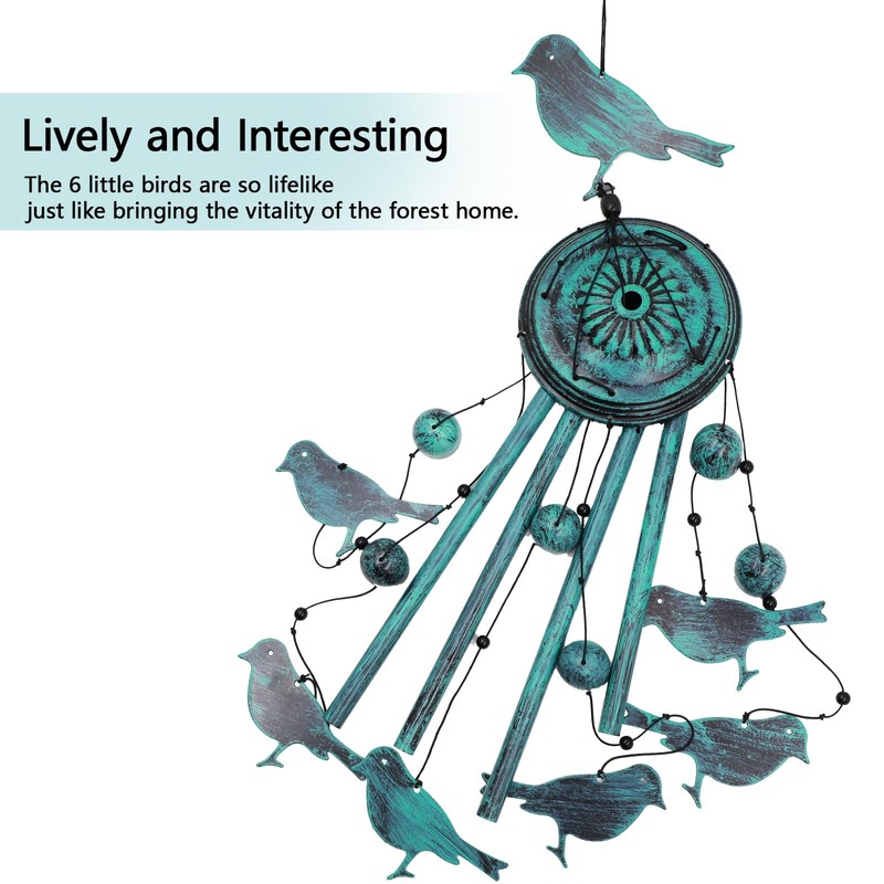 Askhald Bird Wind Chimes for Outside Windchimes Outdoors with 6