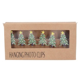 Gisela Graham Christmas Cards Hanger String with Wooden Xmas Tree Clips