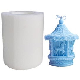 Anktily Molde de silicona con forma de carrusel, molde de silicona para jabón, fondant, resina epoxi, cera, arcilla polimérica, yeso