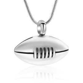Cremation Jewelry for Ashes Pendant - American Football Cremation Locket Necklace For Ashes with Mini Keepsake Urn Memorial Ash Jewelry (Steel-1)