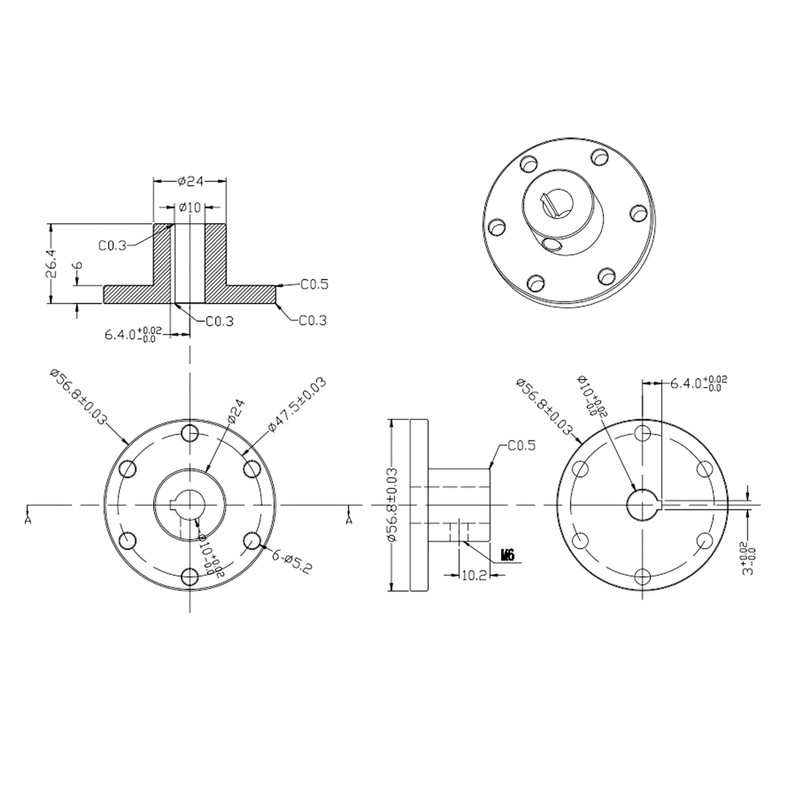 10mm Flange Coupling Connector High Strength Stainless Steel RC Shaft