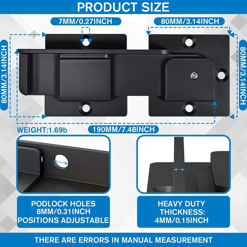 ZZBUY 7.5" Flip Gate Latch Lock, Heavy Duty Adjustable Door