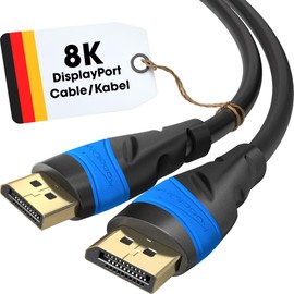KabelDirekt – 8K/4K DisplayPort Kabel – 2 m – DP Kabel, in Deutschland entwickelt – Erhältlich in 0,5-10 m (Display Port Monitor Kabel für PC/Laptop, 8K@60Hz, Gaming bei 144Hz, Dolby Audio, schwarz)