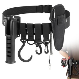 SANLIKE Fishing Rod Holder, Fishing Rod Belt, Wading Belt, For Fishing Rod Storage, Sit, Adjustable, Portable, Fall Prevention, Fishing Waist, Fishing Tool, Available in 3 Colors (Black (New Model))