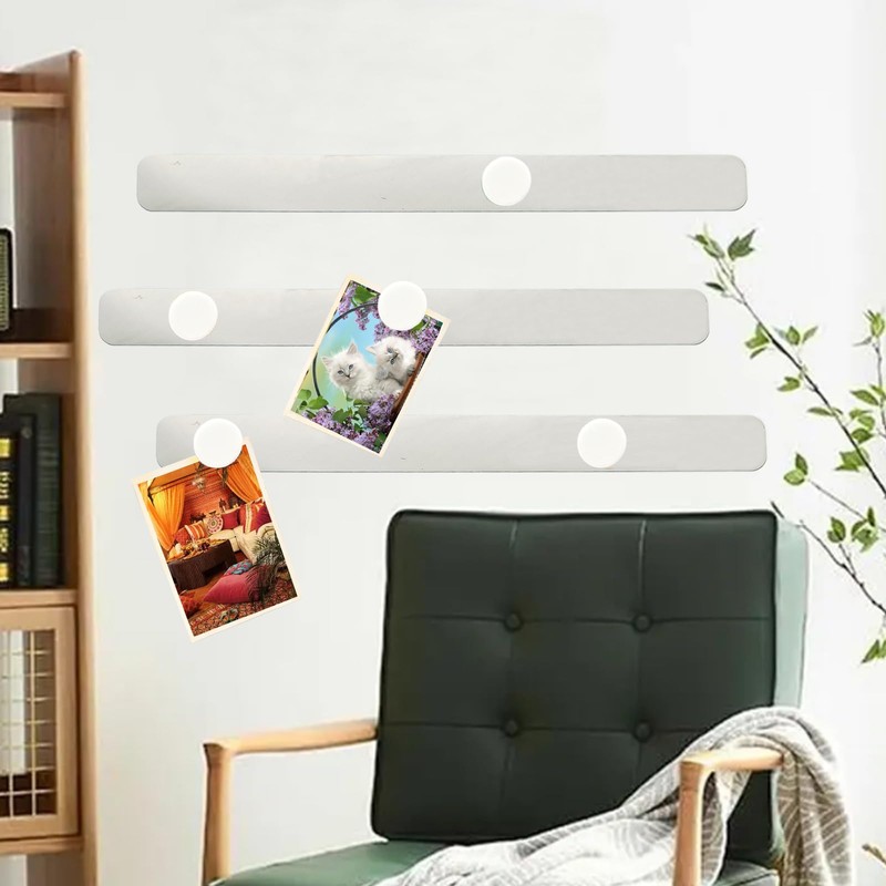 PYJLBX Magnetic Bulletin Board Strips Frameless Stainless Steel Iron Strips,
