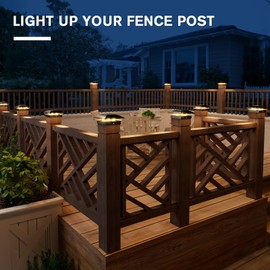 VOLISUN Solar Post Cap Light Outdoor,Solar Fence - Post Lights Waterproof for 4x4/5x5/6x6 Wooden/Vinyl Post,Black Deck Post Cap Light Solar Powered with Warm White for Garden/Patio/Porch 8pack