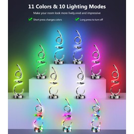 Wefomey Modern Spiral Table Lamp Color Changing Night Light Rechargeable LED Nightstand Lamp Dimmable Bedroom Lamp Remote Control for Home Decor Living Room Bedroom Office