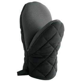 MACOSA U1790302 Oven Glove Neoprene Black Quilted Non-Slip Heat Resistant Oven Glove Kitchen Aid Pot Holder Kitchen Utensil Glove