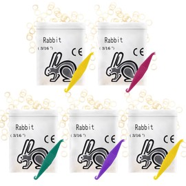 Dental Orthodontic Elastics Rubber Bands with 5 Pcs Placers, 500pcs Braces Rubber Bands for Braces, Teeth Gap,Crooked Teeth,etc (Rabbit 3/16'' 3.5OZ)