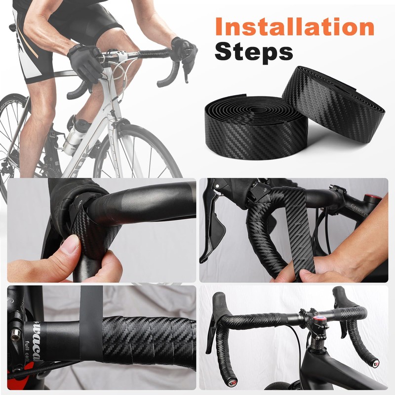 Cableet Bike Handlebar Tape with Carbon Effect Anti-Slip Shock Absorbing