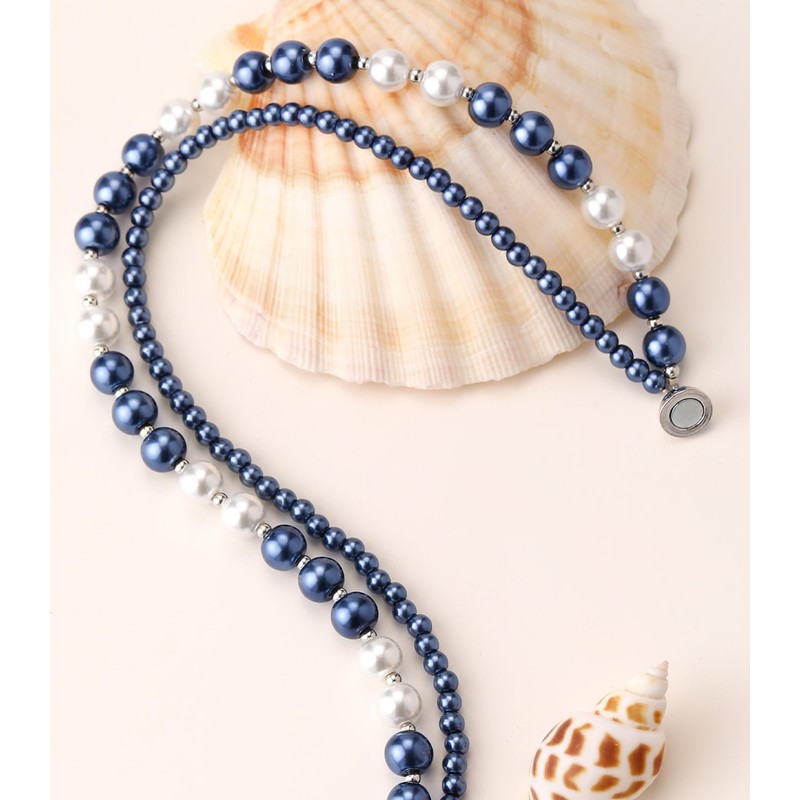 Pearl Beaded Necklaces for Women Double Strand Faux Pearls Bead