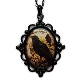Moon Maiden Jewelry Large Black Crows Cameo Pendant